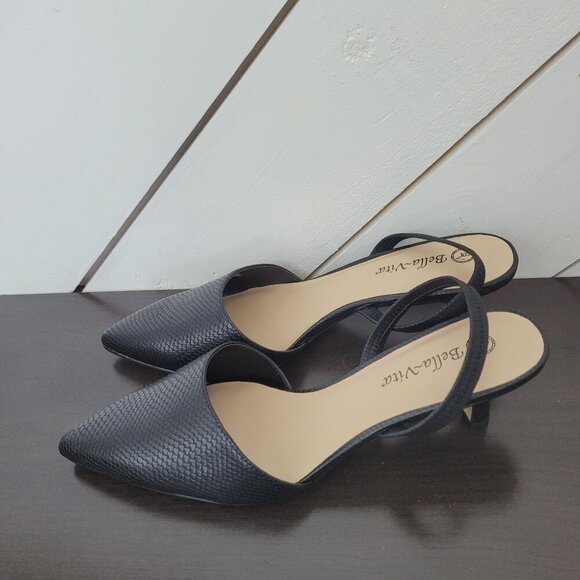 NEW Bella~Vita Sarah II Black Snake Womens 11 WW Print Slingback Heels - Picture 2 of 8